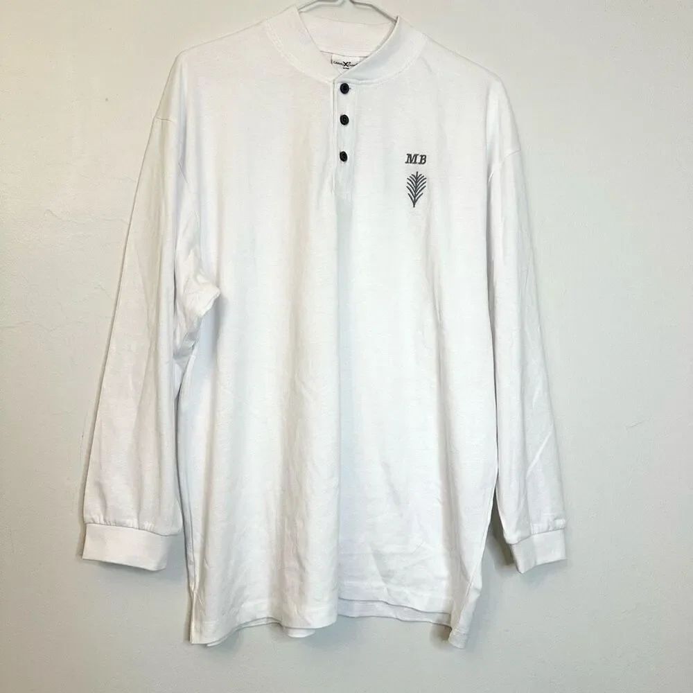 Celebrity Cruises Long Sleeve Cotton Henley White Pajama Top Size Small/Medium
